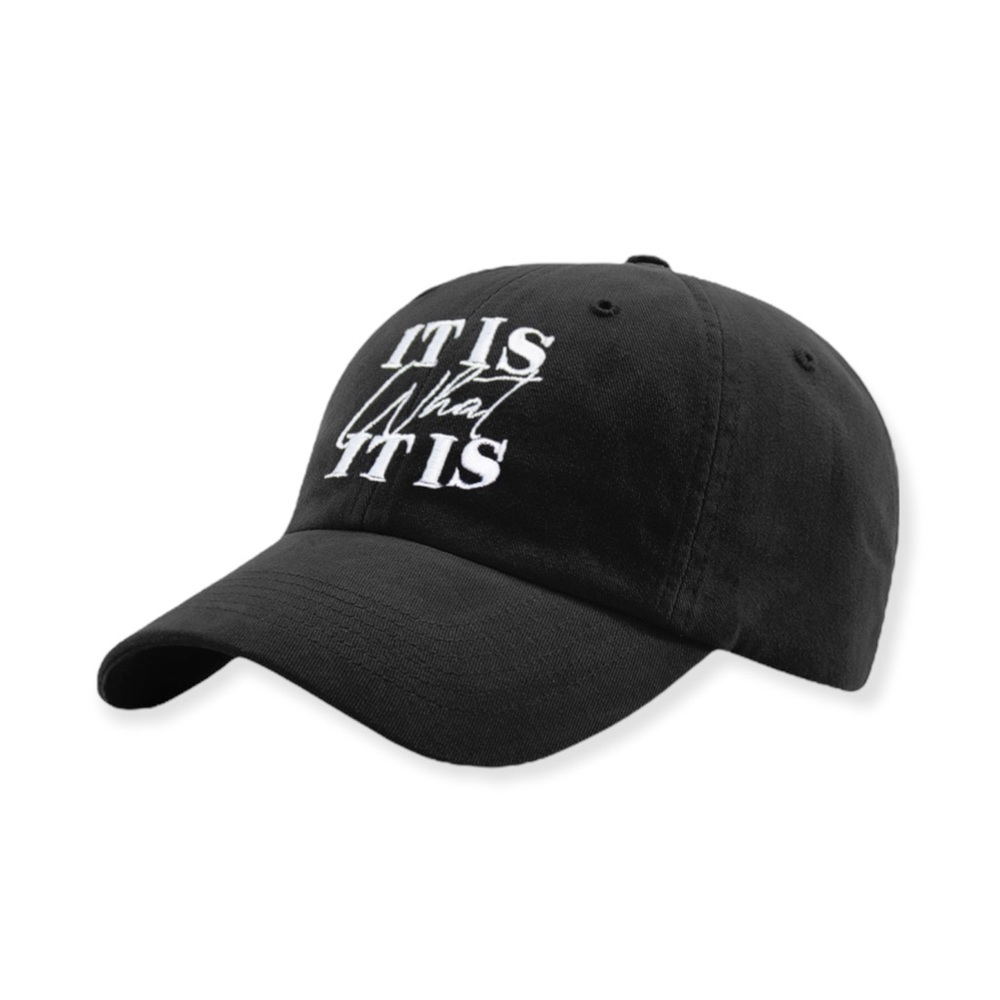 It is what it is Women’s Ball Hat Cap black OS adjustable Black Embroidered